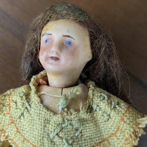 Rare 1860s German China Doll: Victorian Dollhouse Lady with Mohair