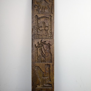 Antique Dutch Speculaas Mold: 19th Century Carved Folk Art Board