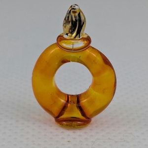 Vintage Art Deco Amber Glass Perfume Bottle - 1:12 Scale Dollhouse Accessory