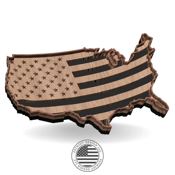 Layered - United States Shaped Flag - SVG