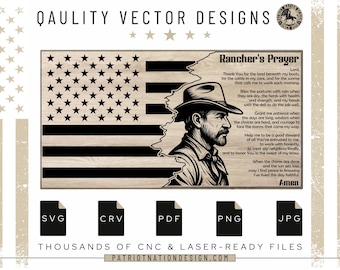 Rancher's Prayer Flag SVG: Cowboy CNC Laser Cut File (Digital Download)