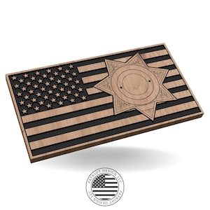 American Flag with Blank Sheriff Badge Flag - SVG