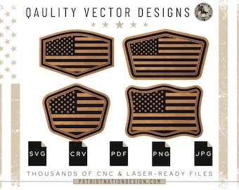 American Flag Hat Patch Designs: Laser Cut Files (Digital Download)