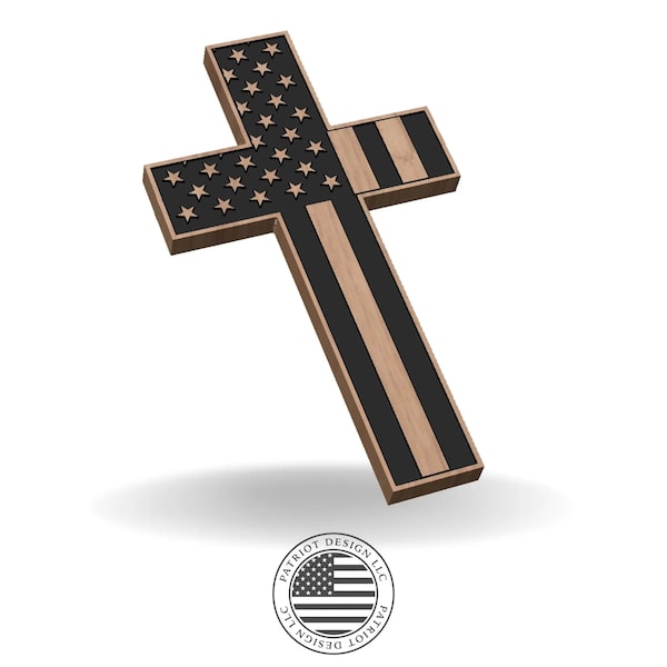 Cross with Flag - SVG File for CNC, Laser, Vinyl Machines, and More.