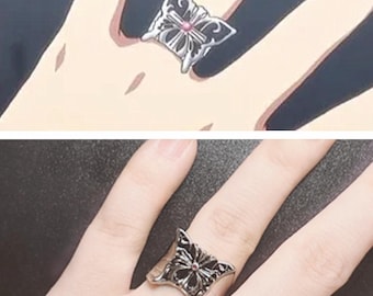 Rikka Takanashi Silver Butterfly Ring Adjustable