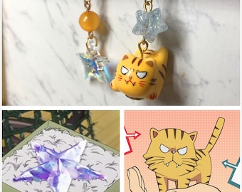 Taiga Tiger and Christmas Tree Star Crystal Earrings (inspire)