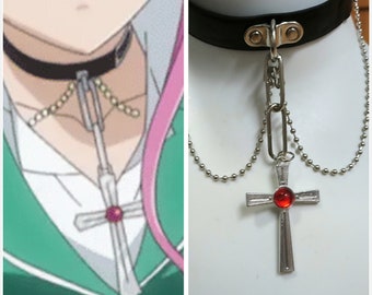 Akashiya Moka Red Silver Cross Choker Necklace - Etsy