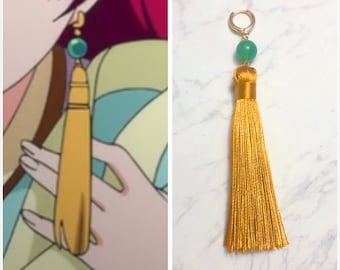 Yona Jade and Tassel Gold Earrings