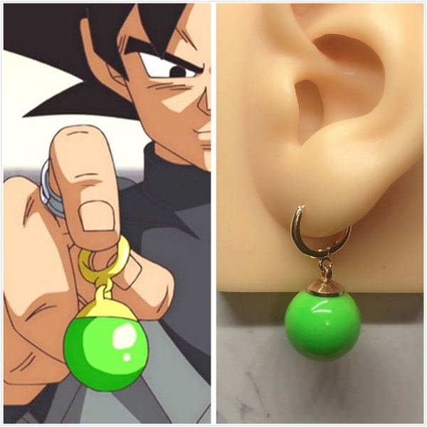 Goku Potara Green and Gold Earrings