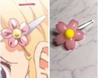 U Lie in April Miyazono Kaori Pink Sakura Flower Fluffy Hair Clips