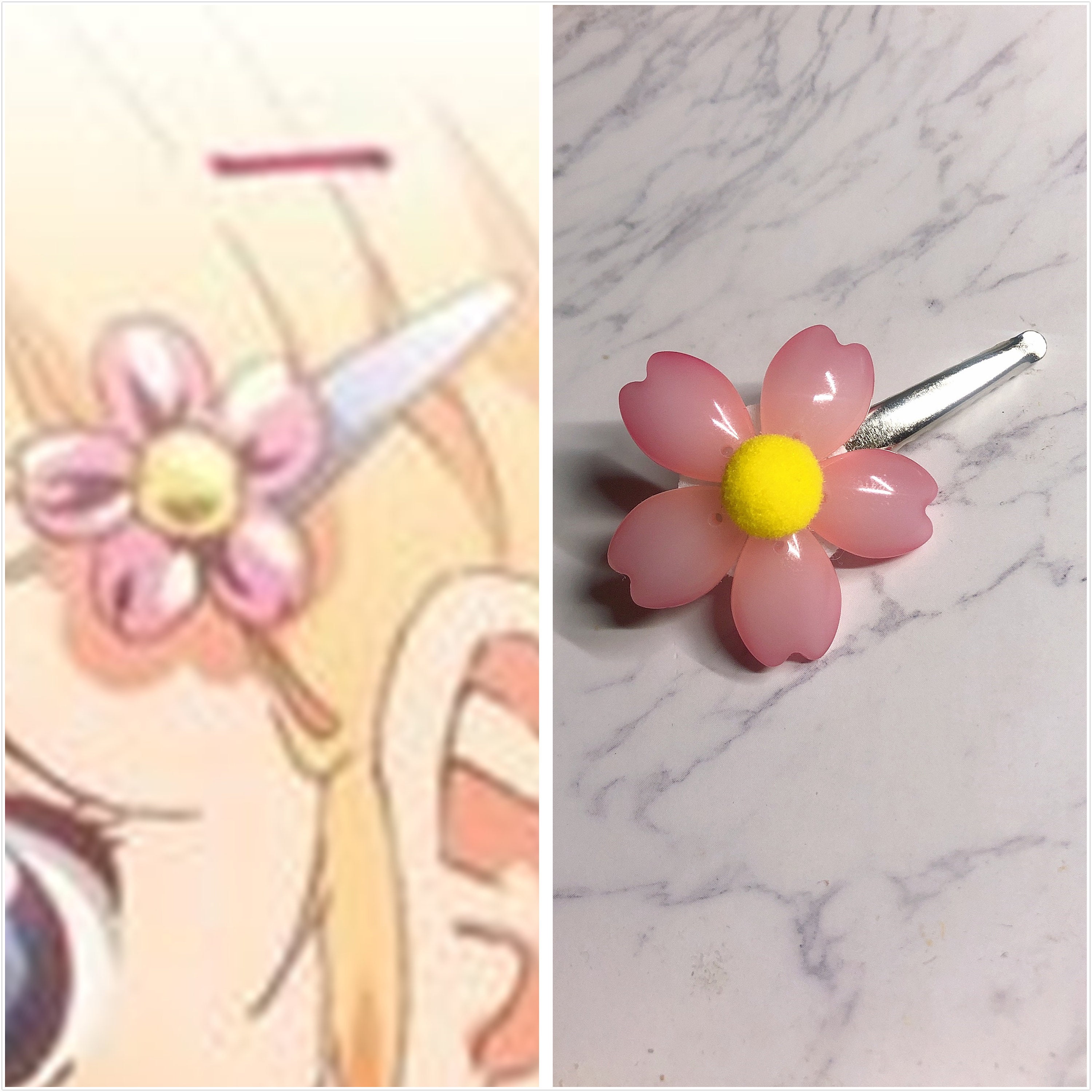 U Lie in April Miyazono Kaori Pink Sakura Flower Fluffy Hair Clips