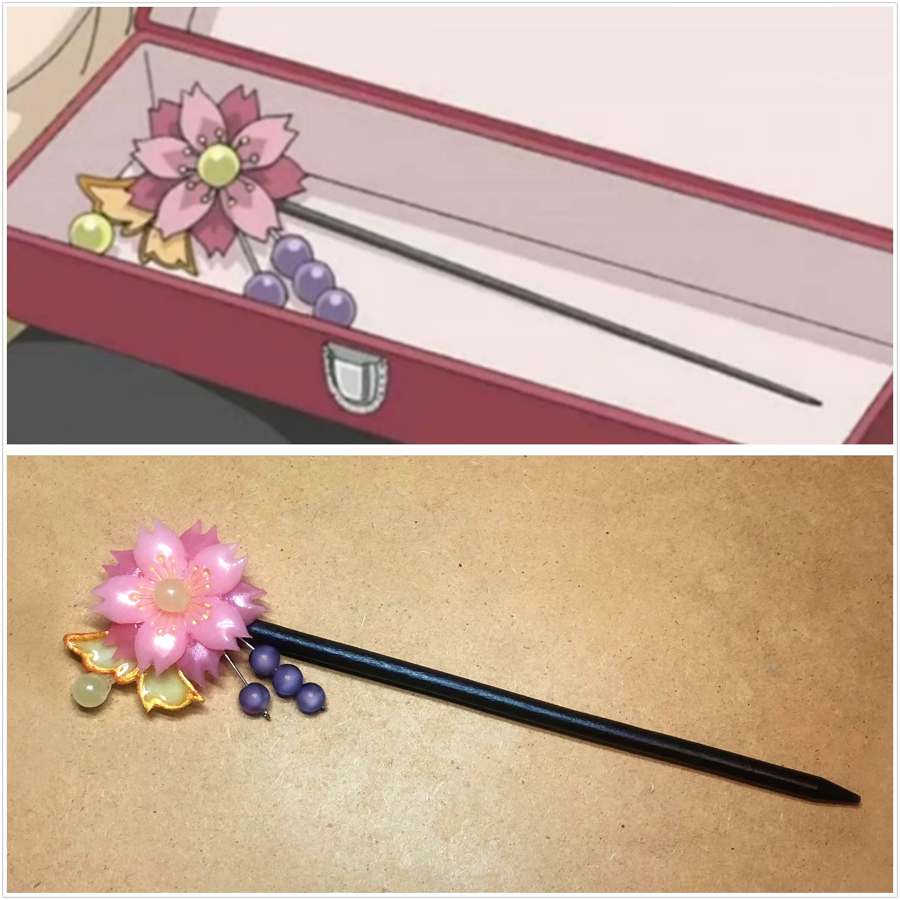Tomoe and Nanami Pink Sakura Flower and Butterfly Cat Eye and Jade