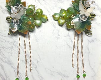 Grapes and Butterfly Hair Clips