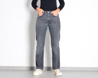Y2K Unisex Hugo Boss Faded Grey Boyfriend Style Grunge Jeans Waist 29 In Size M