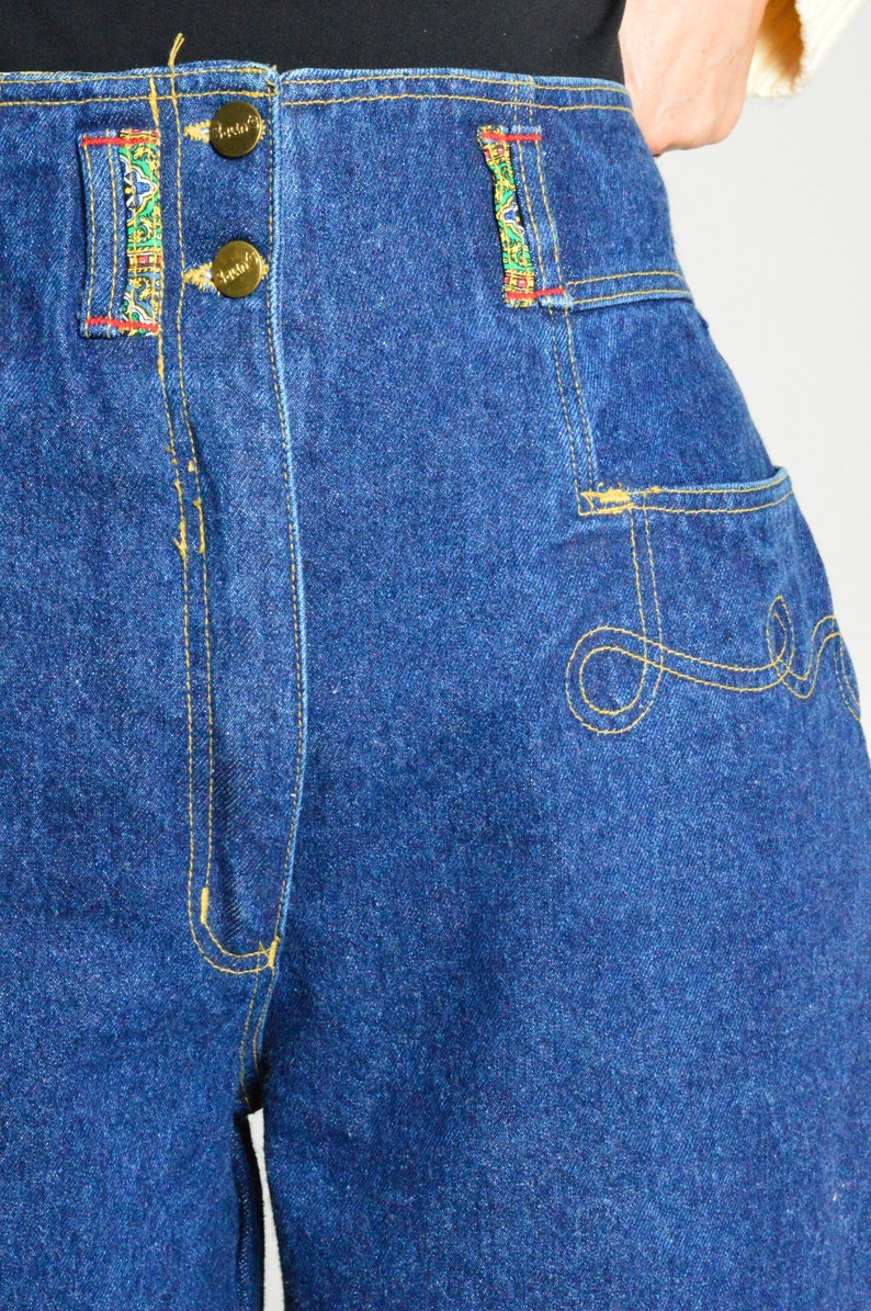 Vintage 80's Navy Blue High Waist Cottagecore Womens Jeans Waist Size 30 In M image 6