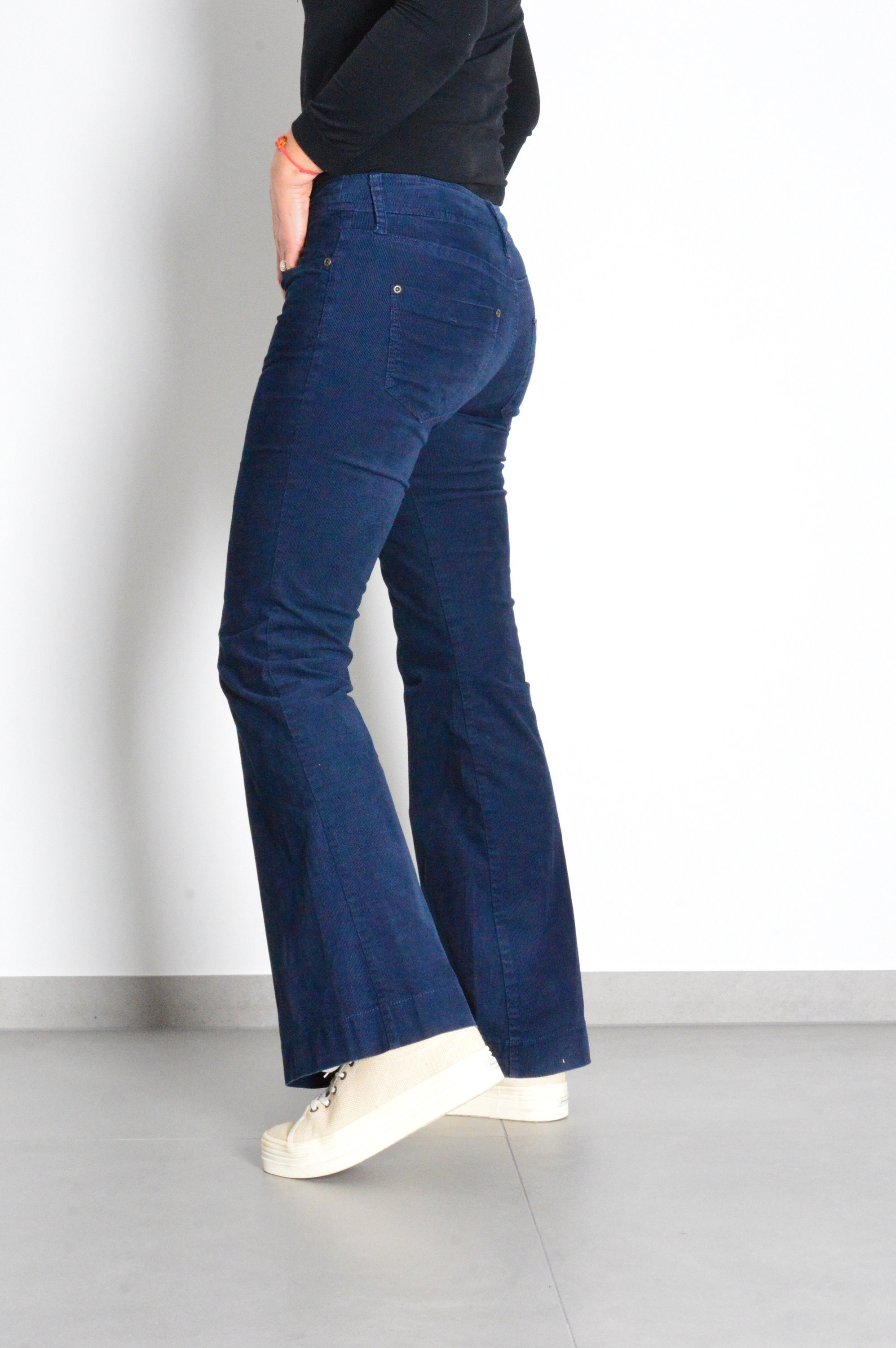 Y2K Navy Blue Flared Boot Cut Corduroy Womens Pants Waist 29 in Size M ...
