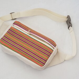 Red Stripes Hmong Print Fanny Pack for Adults