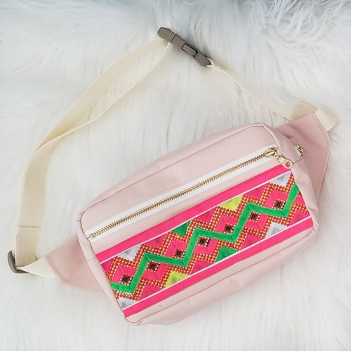 Green Pink ML Embroidered Fanny orders Pack Bag for Adults