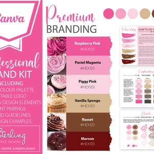 Custom Branding Kit, Business Branding Kit, Brand Kit, Branding Package, Bakery Logo Design including full Color Palette with Hex Codes