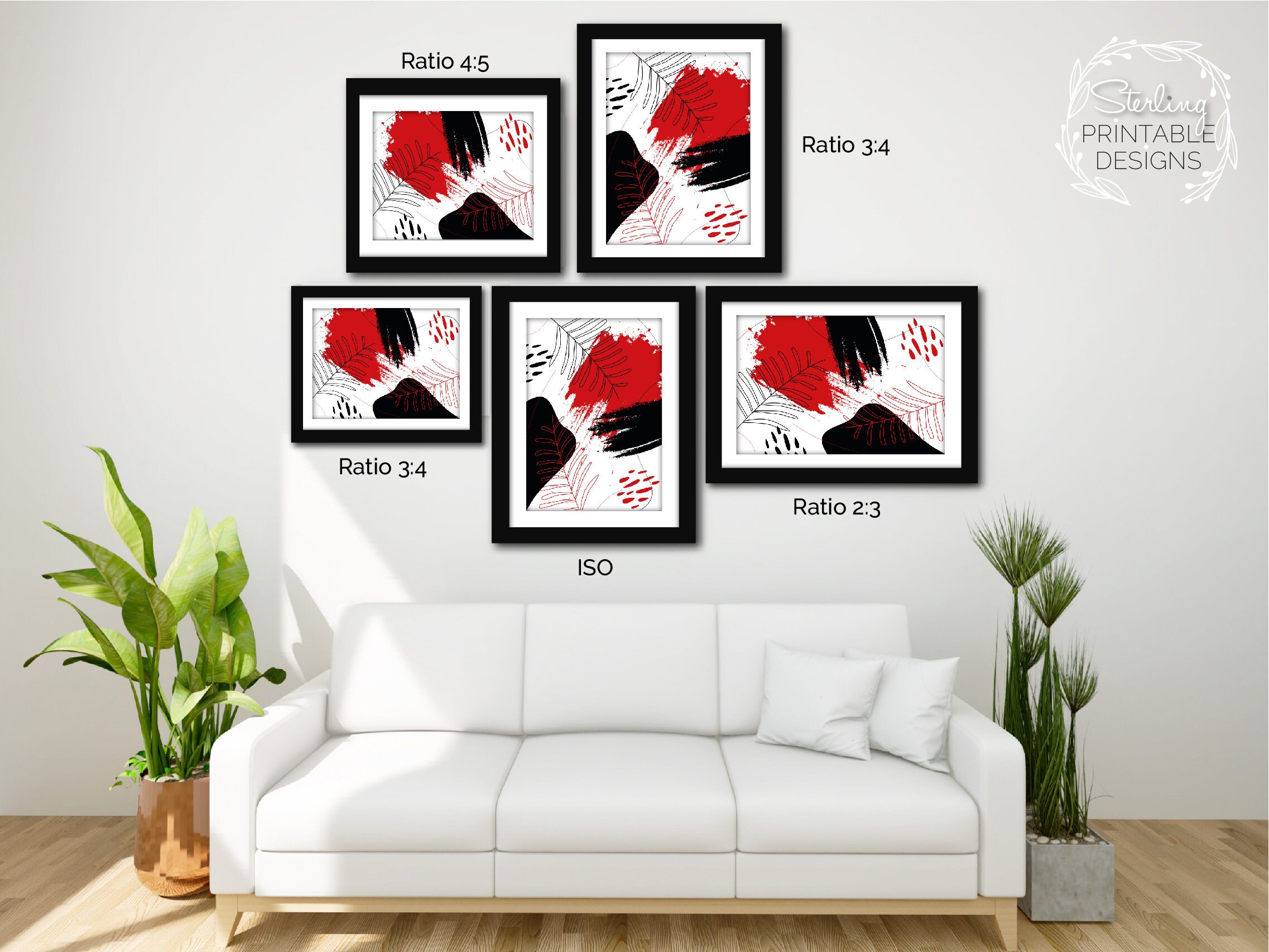 Red and Black Printable Wall Art Suitable for Living Room or Bedroom ...