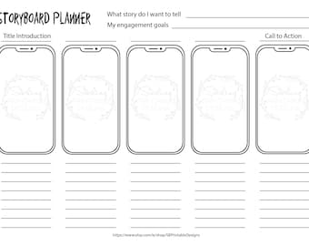 Instagram Storyboard template, Downloadable A4 Worksheet also for TikTok, Reels, YouTube Short, Storyboarding
