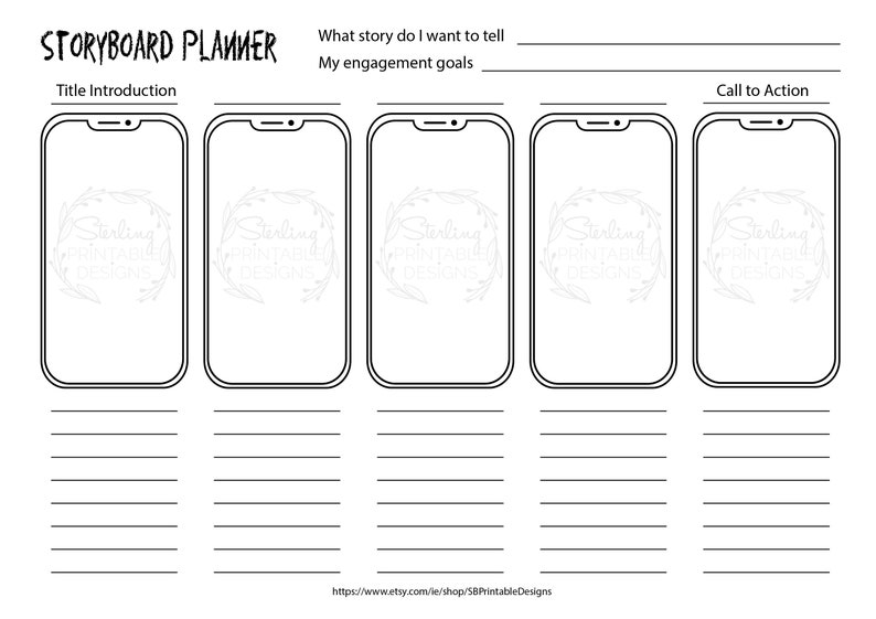 Instagram Storyboard template, Downloadable A4 Worksheet also for TikTok, Reels, YouTube Short, Storyboarding image 1