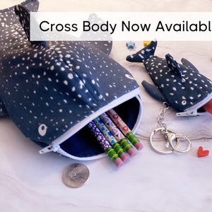 PreORDER Spotted Whale Shark Pencil Case, Spotted Shark Cross Body, Whale Purse Wallet Keychain, Baby Whale Shark Coin Keychain, Cute Gift