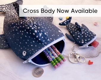 PreORDER Spotted Whale Shark Pencil Case, Spotted Shark Cross Body, Whale Purse Wallet Keychain, Baby Whale Shark Coin Keychain, Cute Gift