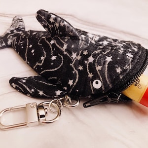 Cosmic Silver Sparkle Strands Whale Shark, Fish Keychain, Fish Coin Purse, Zipper Coin Sharky Pouch, Chapstick Holder, Marine Animal Case