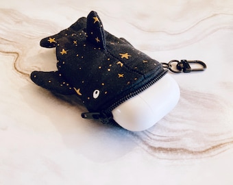 Handmade Whale Shark AirPods Pro Case – Zipper Keychain Pouch, Kawaii Ocean Gift, Rifle Paper Co Fabric