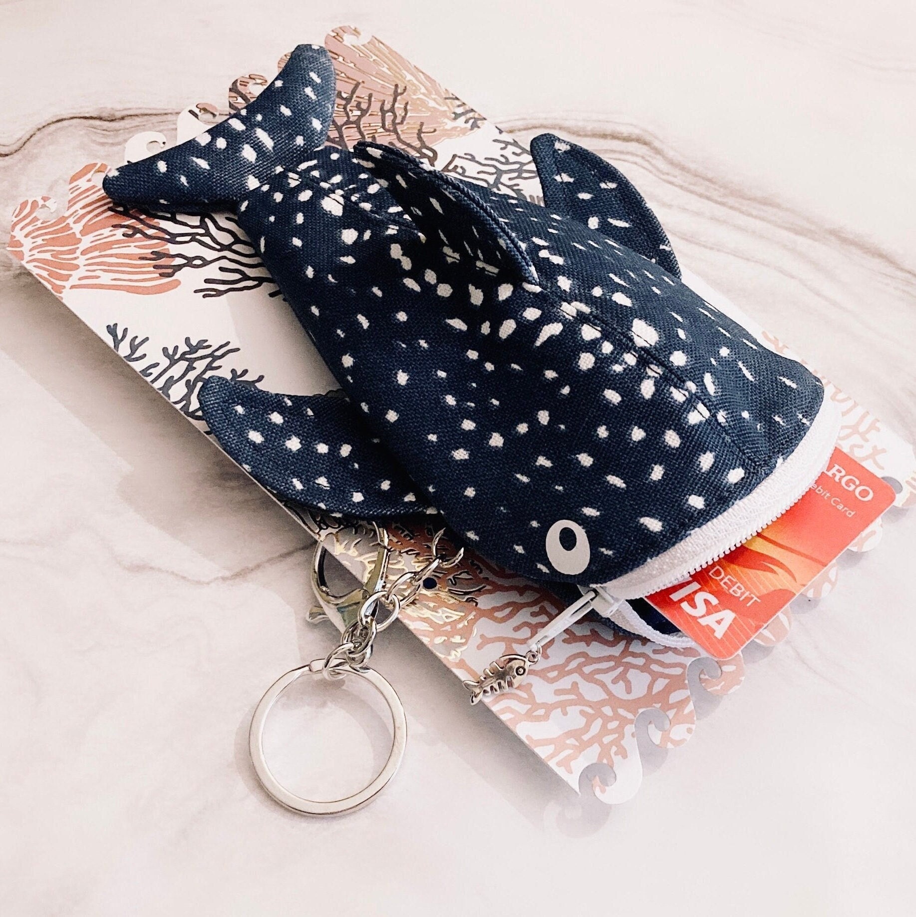 Whale Shark Wallet, Zipper Keychain Pouch, Coin Purse, Fish Whale Shark Wallet, Zipper Keychain Pouch, Coin Purse, Fish
