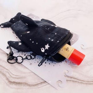 Stargazer Whale Shark Keychain – Black & White Zipper Pouch, Chapstick Holder, Coin Purse