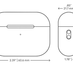 May include: A line drawing of a white, rounded rectangular case and a matching oval-shaped case. The rectangular case is 60.6 mm wide. The oval case is 45.2 mm tall and 21.7 mm wide.