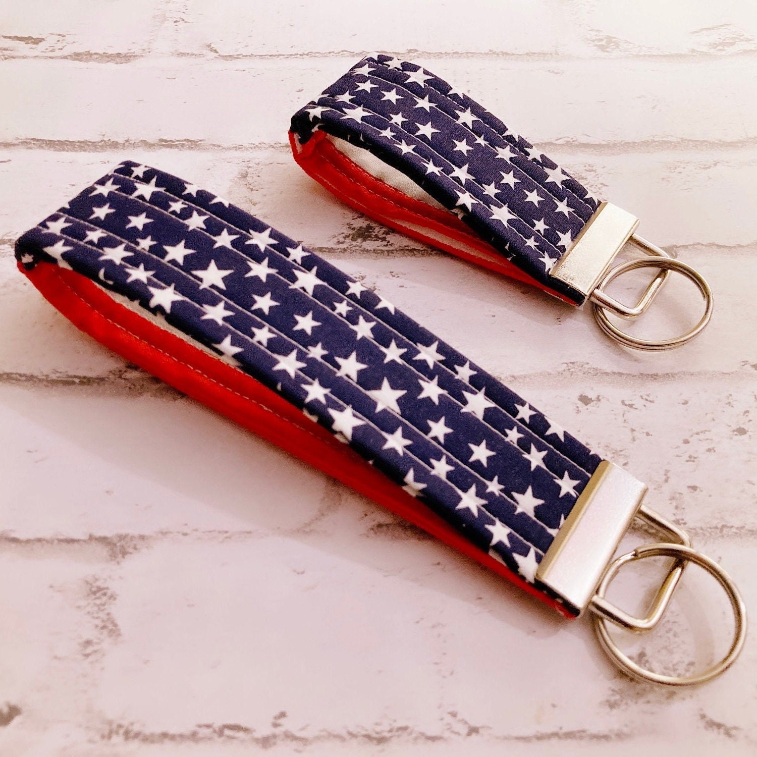 Personalised Key Ring / Key Chain / Running Strap / Bag Tag / Key Wrist  Strap Printed With Name or Message Very Strong Clasp NAVY 