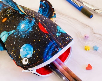 Cosmic Whale Shark Pencil Case, Space Shark, Shark Pouch, Space Gift, Solar System Zipper Pencil Case, Whale Bag