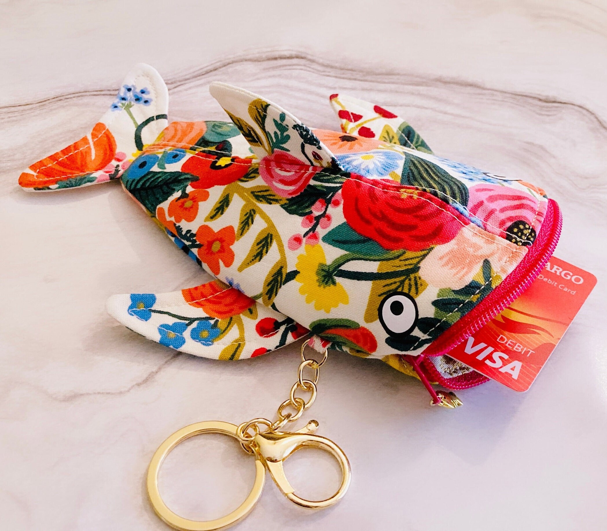 Rifle Paper Co Whale Shark, Fish Wallet, Medium Fish Zipper