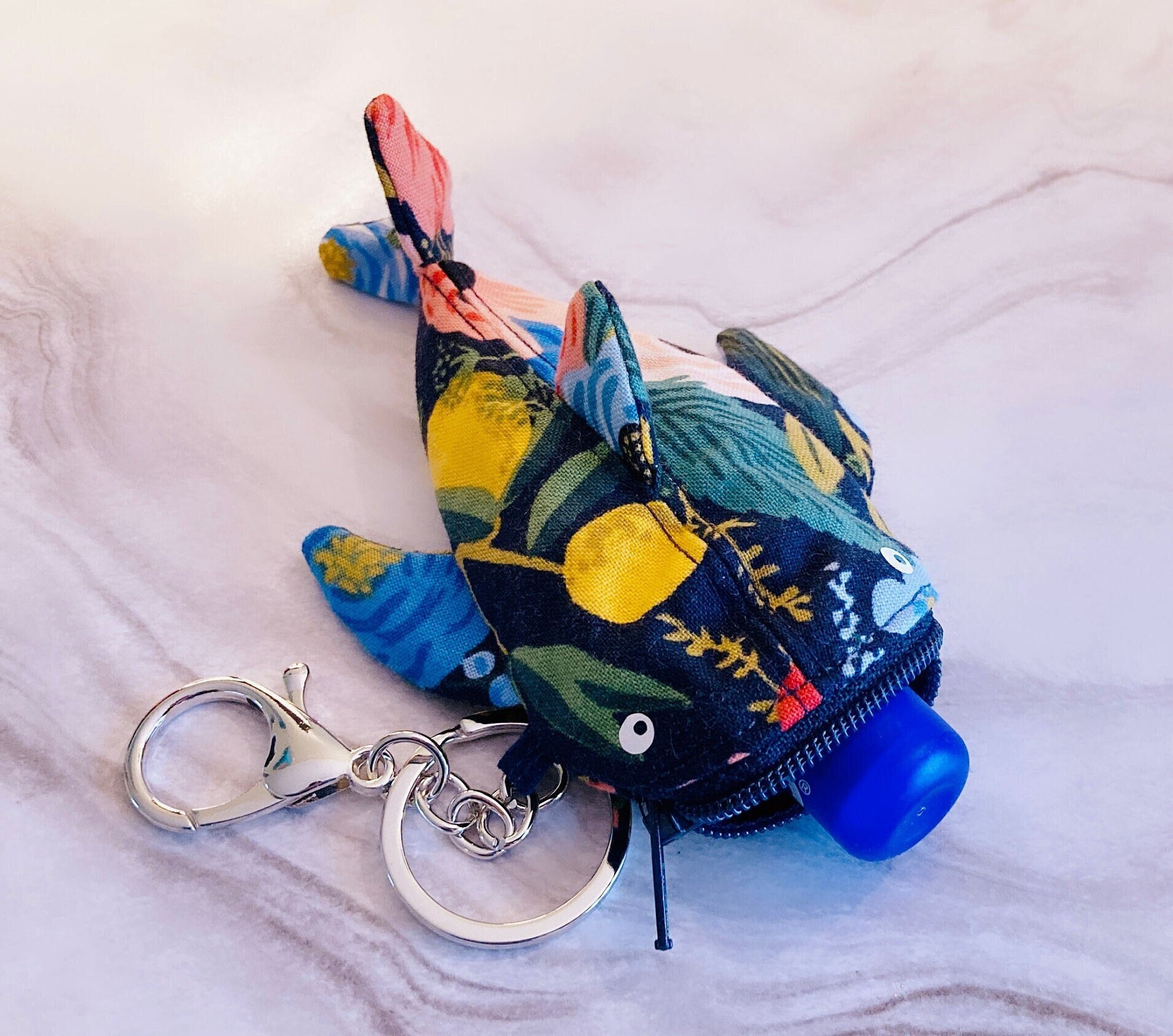 Rifle Paper Co Fish Keychain, Fish Coin Purse, Zipper Coin Fish Case Keychain