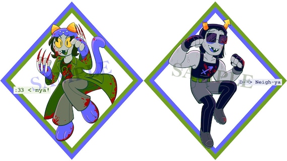 Homestuck Meowrails Nepeta and Equius Acrylic Charms - Etsy