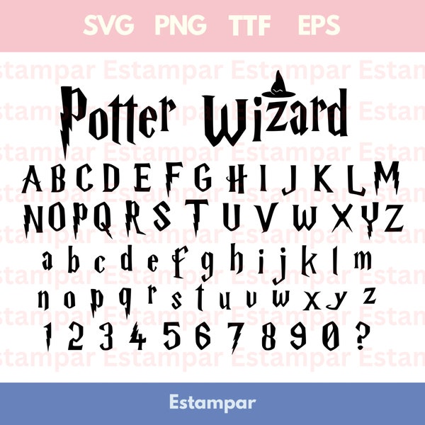 Potter Font SVG Halloween Font Wizard Potter Svg Png Eps TTF Font Wizard Font for Cricut Svg