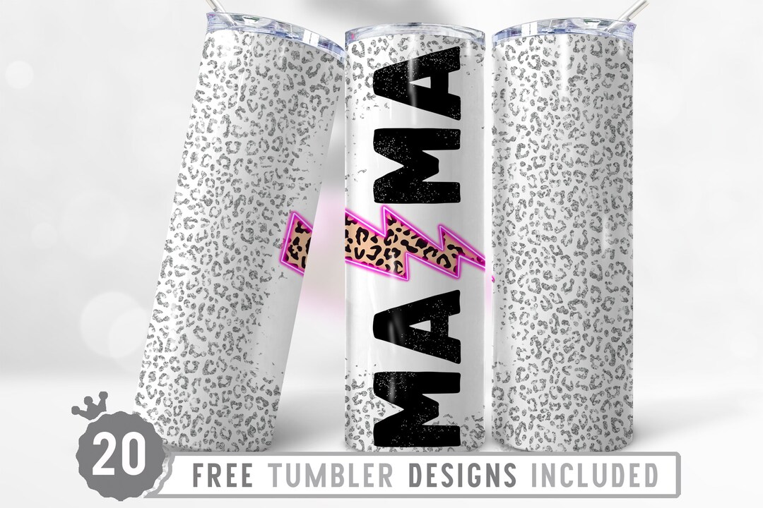 20oz Mama Lighting Leopard Print Skinny Tumbler Wrap Png, Mothers Day ...