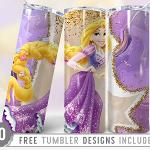 20 Unzen Geburtstag Magische Skinny Tumbler Wrap Png, Cartoon Charakter, Prinzessin Tumbler Design, Schloss Png, Gerader & konischer Becher Png Design