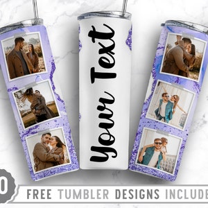 20oz Photo Frame Marble Skinny Tumbler Sublimation Png, Picture Family Frame, Collage, Glitter,Sublimation,Png,Straight &Tapered Tumbler Png
