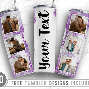 20oz Photo Frame Mármore Skinny Tumbler Sublimation Png, Picture Family Frame, Collage, Glitter, Sublimation,Png, Straight & Tapered Tumbler Png