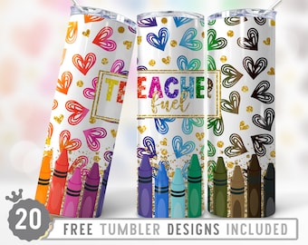 20oz Skinny Tumbler Design Sublimation Template Teacher, Teacher Png, Teacher Fuel Png,Heart Design,Sublimation Straight&Tapered Tumbler,Png