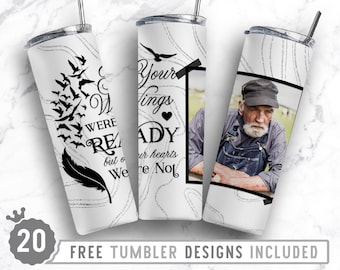Memorial Marble Tumbler Png Wrap,Your Wings Were Ready But Our Hearts Not,20oz Skinny Sublimation,Photo Tumbler Sublimation Design Download