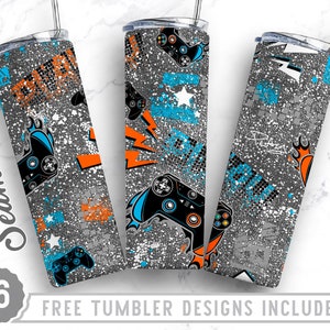 Gamer 20oz Skinny Tumbler Wrap Design, El mejor videojuego para jugadores, Juegos, Amante de los juegos, Diseño de vaso recto y cónico, Descarga digital,Png