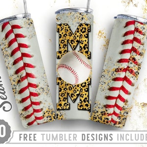 Baseball Mom Glitter Leopard 20oz Skinny Tumbler Wrap Design,Gift For Mom,Baseball Tumbler, Straight&Tapered Tumbler Design,Digital Download