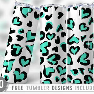 20oz Leopard Skinny Tumbler Sublimation Png, Leopard Glitter, Hearts, Love, Seamless, Print,Sublimation,Straight &Tapered Tumbler Png Design