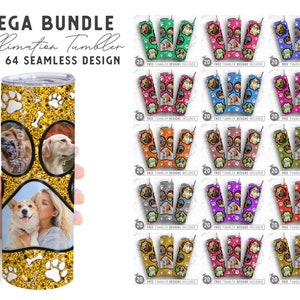 Big Dog Photo Frame Bundle, 64 20oz Skinny Tumbler Sublimation Png,Picture Frame, Collage,Add Own Photo,Straight &Tapered Tumbler Png Design