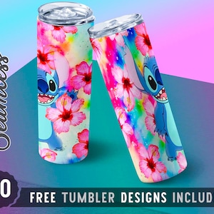 20oz Skinny Tumbler Design Sublimation Template Pink Color Anime Cartoon, Pink Hibiscus, Wrap Sublimation Straight&Tapered Tumbler,Png File